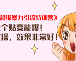 《小红书超级暴力引流特训营》随便发个贴变能爆,详细实操,效果非常好!-第一资源库