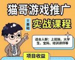 猫哥·游戏推广实战课程,单视频收益达6位数,从0到1成为优质游戏达人-第一资源库