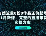 自然流量0粉0作品正价起号11月新课：完整的直播带货实操方案-第一资源库