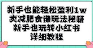 新手也能轻松盈利1w,卖减肥食谱玩法秘籍,新手也玩转小红书详细教程【揭秘】-第一资源库