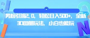 男粉引流2.0,轻松日入500+,全新3D图册玩法,小白也能玩【揭秘】-第一资源库