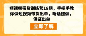 短视频带货训练营18期,手把手教你做短视频带货出单,听话照做,保证出单-第一资源库