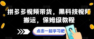 拼多多视频带货,黑科技视频搬运,保姆级教程-第一资源库