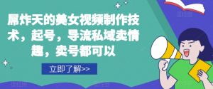屌炸天的美女频视制技作术,起号,导流域私卖情趣,号卖都可以-第一资源库