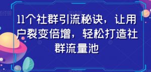 11个社群引流秘诀,让用户裂变倍增,轻松打造社群流量池-第一资源库