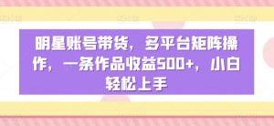 明星账号带货,多平台矩阵操作,一条作品收益500+,小白轻松上手【揭秘】-第一资源库