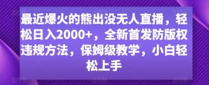 最近爆火的熊出没无人直播,轻松日入2000+,全新首发防版权违规方法【揭秘】-第一资源库