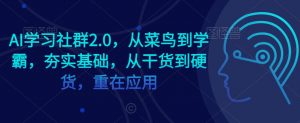 AI学习社群2.0，从菜鸟到学霸，夯实基础，从干货到硬货，重在应用-第一资源库