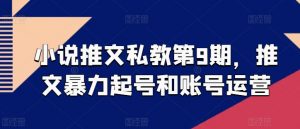 小说推文私教第9期,推文暴力起号和账号运营-第一资源库