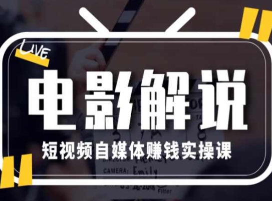 电影解说短视频自媒体赚钱实操课，教你做电影解说短视频，月赚1万-第一资源库