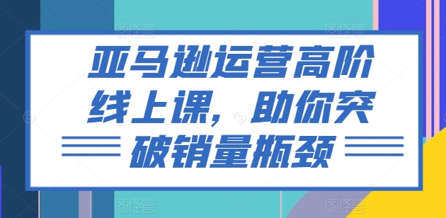 亚马逊运营高阶线上课，助你突破销量瓶颈-第一资源库