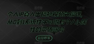 个人IP真人出镜短视频实操课,从0到1系统性学习做有个人ip属性的带货账号-第一资源库