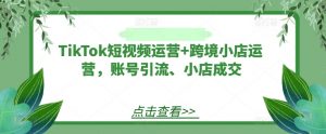 TikTok短视频运营+跨境小店运营,账号引流、小店成交-第一资源库