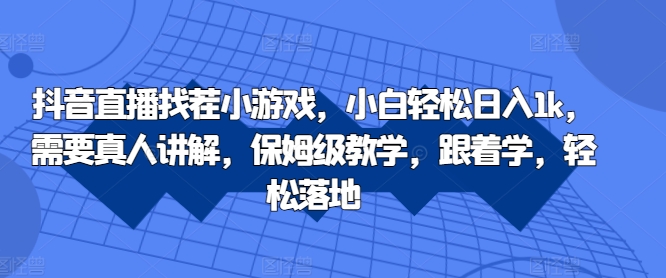 抖音直播找茬小游戏，小白轻松日入1k，需要真人讲解，保姆级教学，跟着学，轻松落地【揭秘】-第一资源库