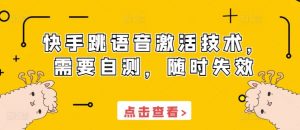 快手跳语音激活技术,需要自测,随时失效-第一资源库