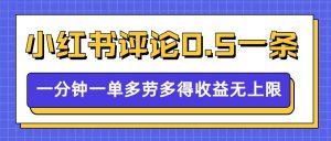 小红书留言评论,0.5元1条,一分钟一单,多劳多得,收益无上限-第一资源库
