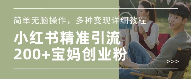 小红书混剪日引200+宝妈创业粉，简单无脑操作，多种变现详细教程-第一资源库