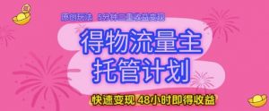 得物流量主托管计划，原创玩法，5分钟三重收益变现，快速变现，48小时即得收益【揭秘】-第一资源库