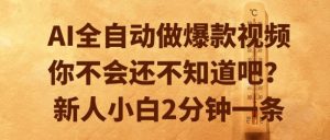 AI全自动做爆款视频，你不会还不知道吧？新人小白2分钟一条【揭秘】-第一资源库