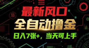 最新风口,全自动撸金,日入7张+,当天可上手【揭秘】-第一资源库