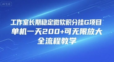 工作室长期稳定微软积分挂G项目，单机一天200+可无限放大，全流程教学【揭秘】-第一资源库