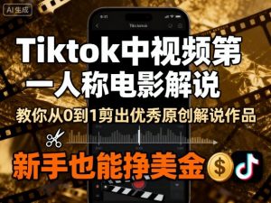 Tiktok中视频第一人称电影解说，教你从0到1剪出一个优秀的原创解说作品，新手也能挣美金-第一资源库